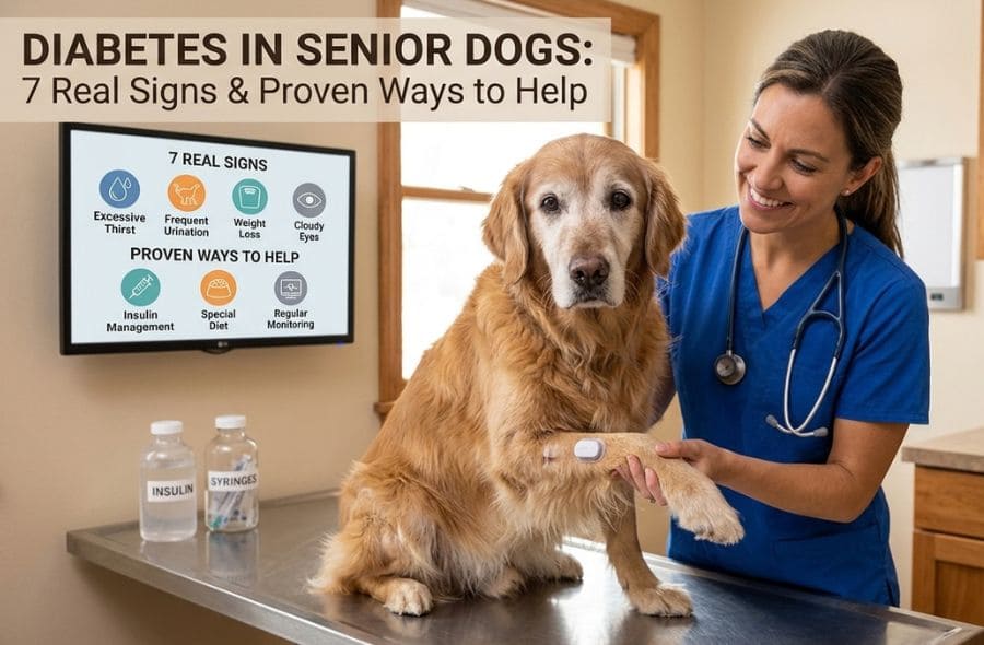 Senior dog drinking water eagerly, a common early sign of diabetes in senior dogs